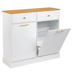 ZUN [FCH] Kitchen Trash Can Cabinet, 2 Doors 2 Drawers 2 Dirty Clothes Bags Garbage Storage Cabinet, 26699419