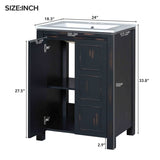 24x18x34 Inches Vintage Style Small Bathroom Vanity Combo with Ceramic Sink, 2 Soft-close Doors WF320828AAP