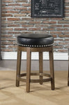 ZUN Round Swivel Counter Height Stool Set of 2, Black Faux Leather 360-degree Swivel Seat Nailhead Trim B011P201562