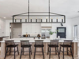 10 Lights Farmhouse Black Chandelier Rectangular Linear Pendant Lighting for Dining Room Kitchen 30643569