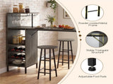 3PCS Bar Table & Stools Set, Wine Storage , Oak 48989205
