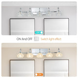 Brushed Nickel Finish Vintage Crystal Vanity Light - Elegant 5-Light Bathroom Mirror Fixture with W1340P206725