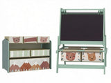 Green Kids Toy Organizer & Easel Set 6 Storage Bins, Blackboard Whiteboard for Playroom Ages 3-8 47580920
