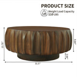 Round Solid Wood Carved Coffee Table with Elegant Sculptural Design W3137P270434