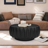 Round Solid Wood Carved Coffee Table with Elegant Sculptural Design W3137P295315