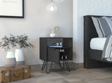 Black Wengue 1-Shelf 1-Drawer Nightstand B06280479