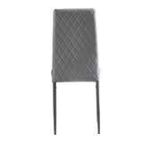 ZUN White modern minimalist dining chair fireproof leather sprayed metal pipe diamond grid pattern W2181P167969