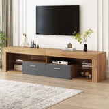 ZUN Modern Design TV Stands for TVs up to 80'', LED Light Entertainment Center, Media Console with 6 N710P179622E