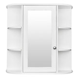 3-tier Single Door Mirror Indoor Bathroom Wall Mounted Cabinet Shelf White 48311781