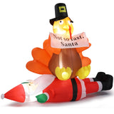 4.9 FT Lighted Christmas Inflatable Decoration, Inflatable Turkey Sitting on Santa Claus, Funny Blow 44323211