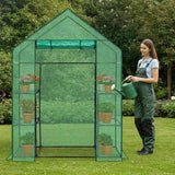 Mini Walk-in Greenhouse with PE Cover, 4-Shelf Indoor Outdoor Plant Gardening Green House for Garden 50711316