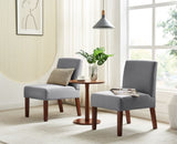 Fabric Accent Chair Set of 2 with Round Wood Table, Decorative Slipper Chair Vanity Chair for W142061922