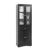 ZUN Tall Bathroom Storage Cabinet, Cabinet with Four Doors and Drawers, Adjustable Shelf, MDF Board, N725P186649B