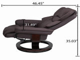 8-Point Massage Recliner with Ottoman, Heated Cat Scratch Leather Reclining Chair ,Bent Wood Base, W1622P460963