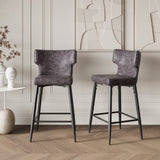 28inch Counter Height Bar Stools Set of 2, Modern Bar Upholstered Chairs with PU Leather, Metal N762P199304E