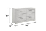 Blanca Modern Style 6- Drawer Dresser Made with Wood in White B009P243269