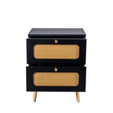 ZUN 2-drawer Nightstand for Bedroom and Living Room, End Table, Side Table with 2 Hand Made W2282P220561