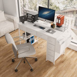 47" Computer Desk With Power Outlet,Writing Desk,Home Office desk,Vanity table with 7 Fabric W2887P240017