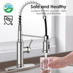 ZUN Kitchen Faucet - Spring Kitchen Sink Faucet with 3 Modes Pull Down Sprayer, Single Handle&Deck Plate 12338848