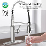 ZUN Kitchen Faucet - Spring Kitchen Sink Faucet with 3 Modes Pull Down Sprayer, Single Handle&Deck Plate 12338848