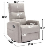 Manual Recliner Chair with Rocker and Swivel in Fabric for Living Room, Khaki W3224P289284