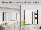 28"x36" Bathroom Wall Mounted Mirror Vanity Rectangular Mirror with Deep Frame, Black 48584482