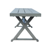 ZUN Modern Outdoor Aluminum Dining Bench, Dark Gray 66537.00DGRY