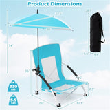 2 Pack Blue Umbrella Chair for Adults with Adjustable ParasolPortable Backpack Beach Chair 77774578