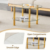 ZUN Contemporary Minimalist Double Layer Tempered Glass Coffee Table - 27.5" Top and 23.6" W1151P234005