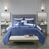 8 Piece Comforter and Quilt Set Collection Navy Full/Queen B03597092