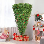 ZUN GO 7.5 FT Upside Down Christmas Tree with Berries and Santa's Legs, PVC Pine Needles, PX283443AAA