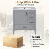 30" Bathroom Vanity with Ceramic Sink, Soft-Close Door with Built-in Shelf, Deep Standard N729P184479E