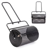 24 inch Compost Spreader for Lawn, Garden Peat Moss Roller with Double Side Latches, Powder Coated 66375361