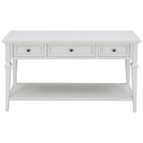 ZUN TREXM Classic Retro Style Console Table with Three Top Drawers and Open Style Bottom Shelf, Easy WF199599AAK