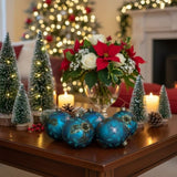 6PCS Set 3.9" Christmas Ball Ornaments Glass Hanging Balls for Holiday Treeations Colorful 78818053