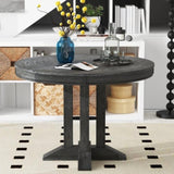 ZUN TREXM Farmhouse Dining Table Extendable Round Table for Kitchen, Dining Room WF305980AAB