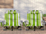 63*65*82cm Short Oxford Cloth Silver White Aluminum Tube Bearing 100kg Beach Chair Green Stripes 42959268