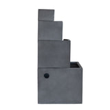 ZUN 19.7x19.7x41.7" Gray Cement 4 Tier Block Water Fountain Outdoor W2078P178867