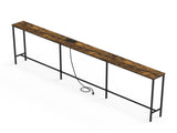 94.49" Console Table, Melamine Laminated MDF & Metal Frame, Built-in Power Outlet, Narrow Entryway 31267265