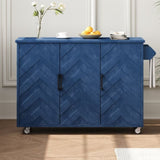 K&K 51.2"W 3D Wave Stripes Ash Veneer Island with Drop Leaf, Farmhouse N707P207915E