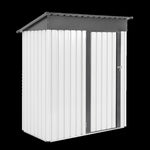 ZUN XWT016 Garden Metal Storage Lifter Shed Gray White 5x3x6ft outdoor storing tools Rainproof Hinge W1711P154710