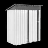 ZUN XWT016 Garden Metal Storage Lifter Shed Gray White 5x3x6ft outdoor storing tools Rainproof Hinge W1711P154710