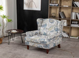 Modern Accent with Retro Wood Legs, Comfy Upholstered Armchair, Floral Design Single Sofa 75700450