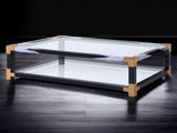 Lafty Clear Glass & White Brushed Finish Coffee Table B2726P256354