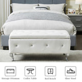 Upholstered Storage Ottoman Bench For Bedroom End Of Bed Faux Leather Rectangular Storage Benches W2268P146682