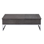 ZUN Grey Oak and Chrome Coffee Table with Lift Top B062P189218