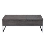 ZUN Grey Oak and Chrome Coffee Table with Lift Top B062P189218