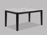 ZUN 1pc Transitional Dining Rectangular Table Faux White Marble Table Top Black Base Wooden Stone Dining B011P261208