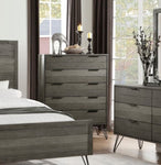 ZUN Contemporary Three-Tone Gray Finish Chest of Drawers Perched atop Metal Legs Acacia Veneer Modern B01146550