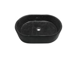 Luxury Dark Gray Natural Marble Vessel Sink, 23.6" Oval Matte Stone Basin, Solid One-Piece Carved, W1696P408022